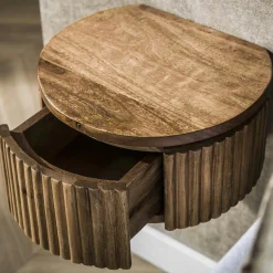 Table de nuit murale en bois rainuré – ronde, 30 cm DELHI