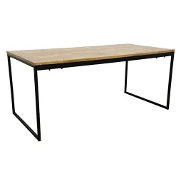 Table de Repas en Hévéa recyclé naturel et pieds métal 180x90x77cm LOFT