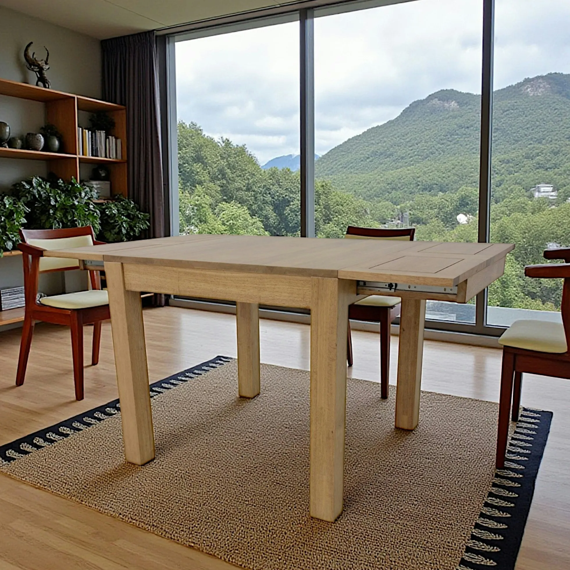 Table de repas extensible Hévéa 85/147x85x76cm HELENA
