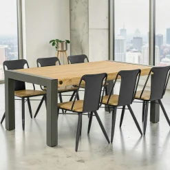Table de Repas extensible Inspiration Indus' en Acacia et Métal 180/230x100x76cm BROOKLYN