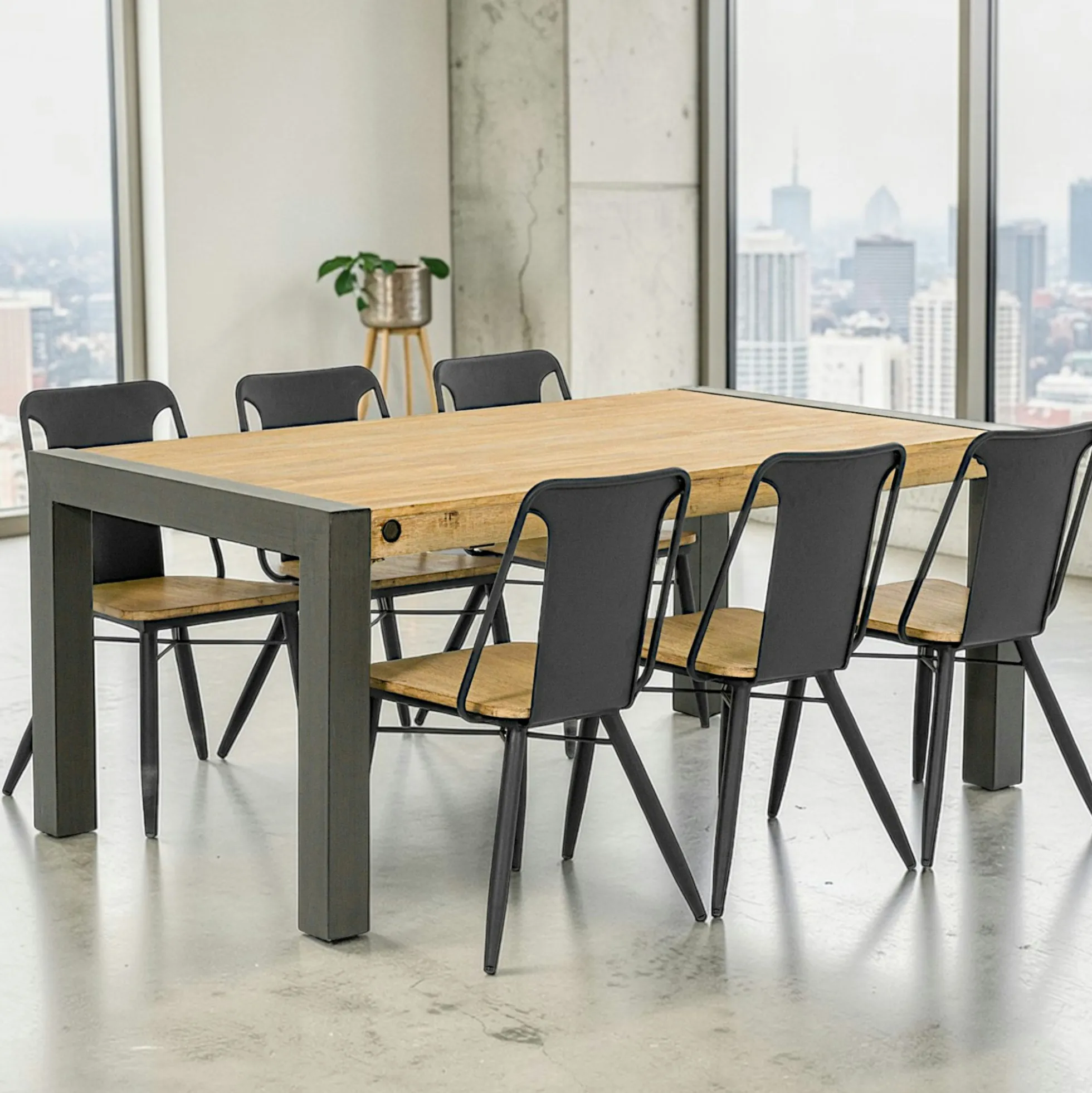 Table de Repas extensible Inspiration Indus' en Acacia et Métal 180/230x100x76cm BROOKLYN