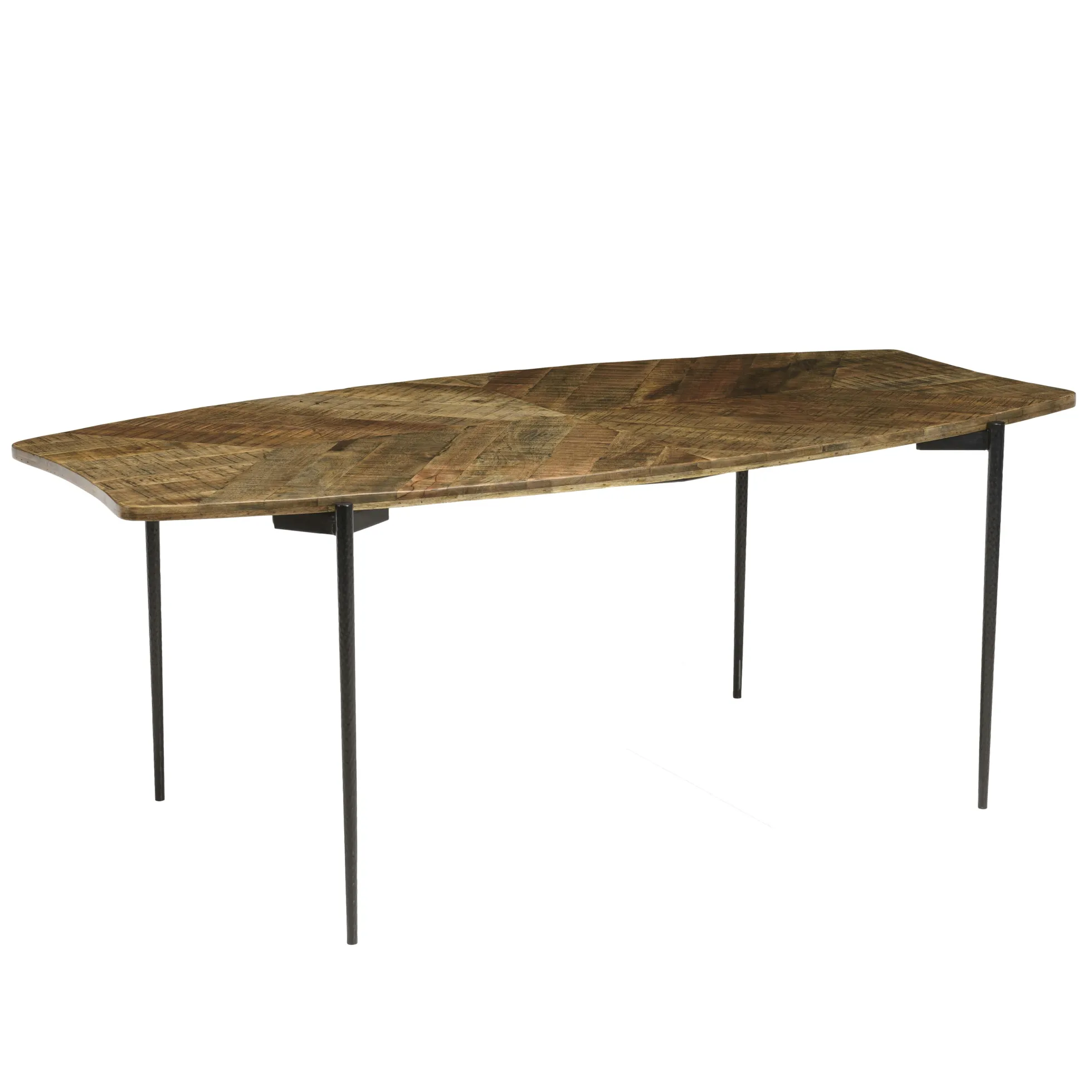 Table de repas forme oblongue bois recyclé chevrons 200 cm KORKAI