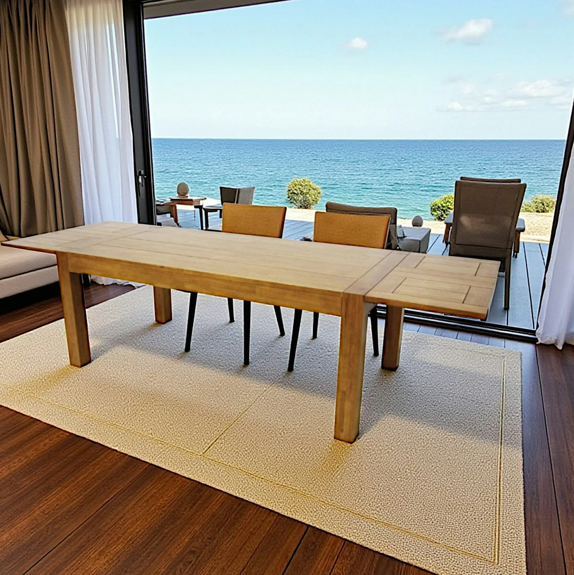 Table de repas Hévéa extensible 190/290x100x76cm ATTAN