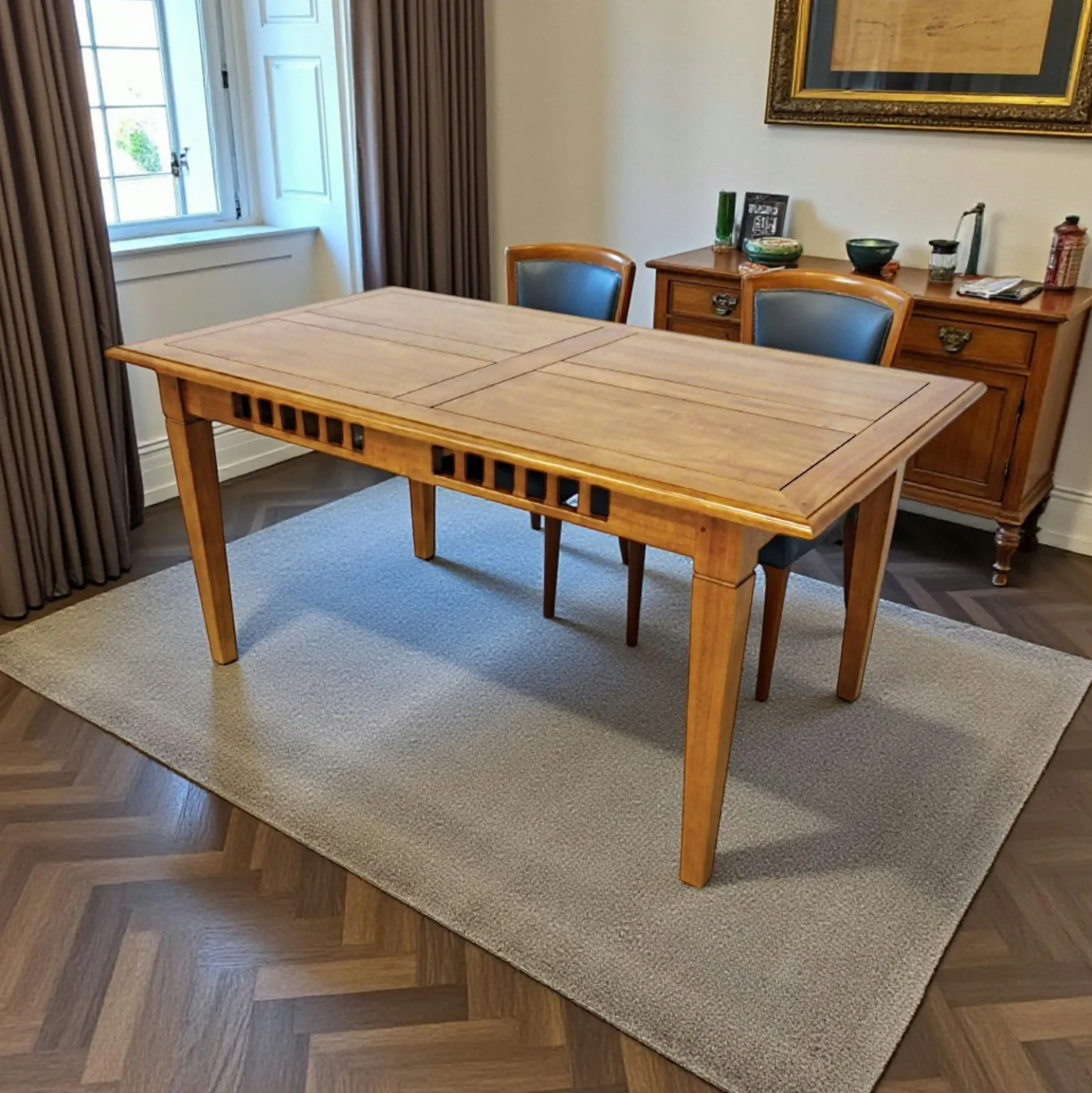 Table de repas Hévéa style Colonial, 1tiroir, 160x90x76cm MAORI