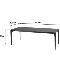 Table de repas moderne noire pieds chêne massif 220 cm PANAMA