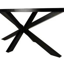 Table de repas ovale bois anthracite lignes dorées 220 cm BIHAR