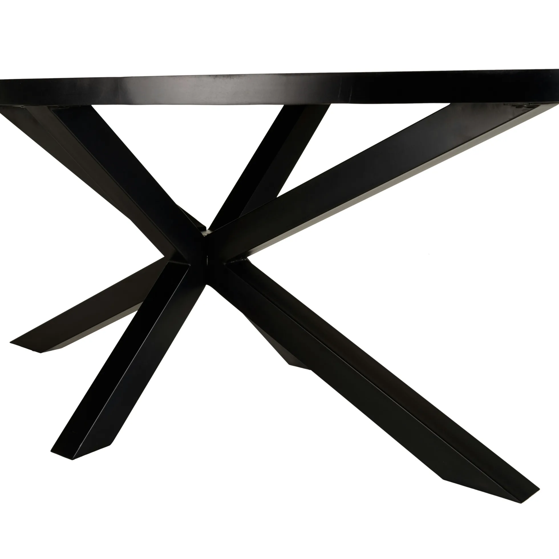 Table de repas ovale bois anthracite lignes dorées 220 cm BIHAR