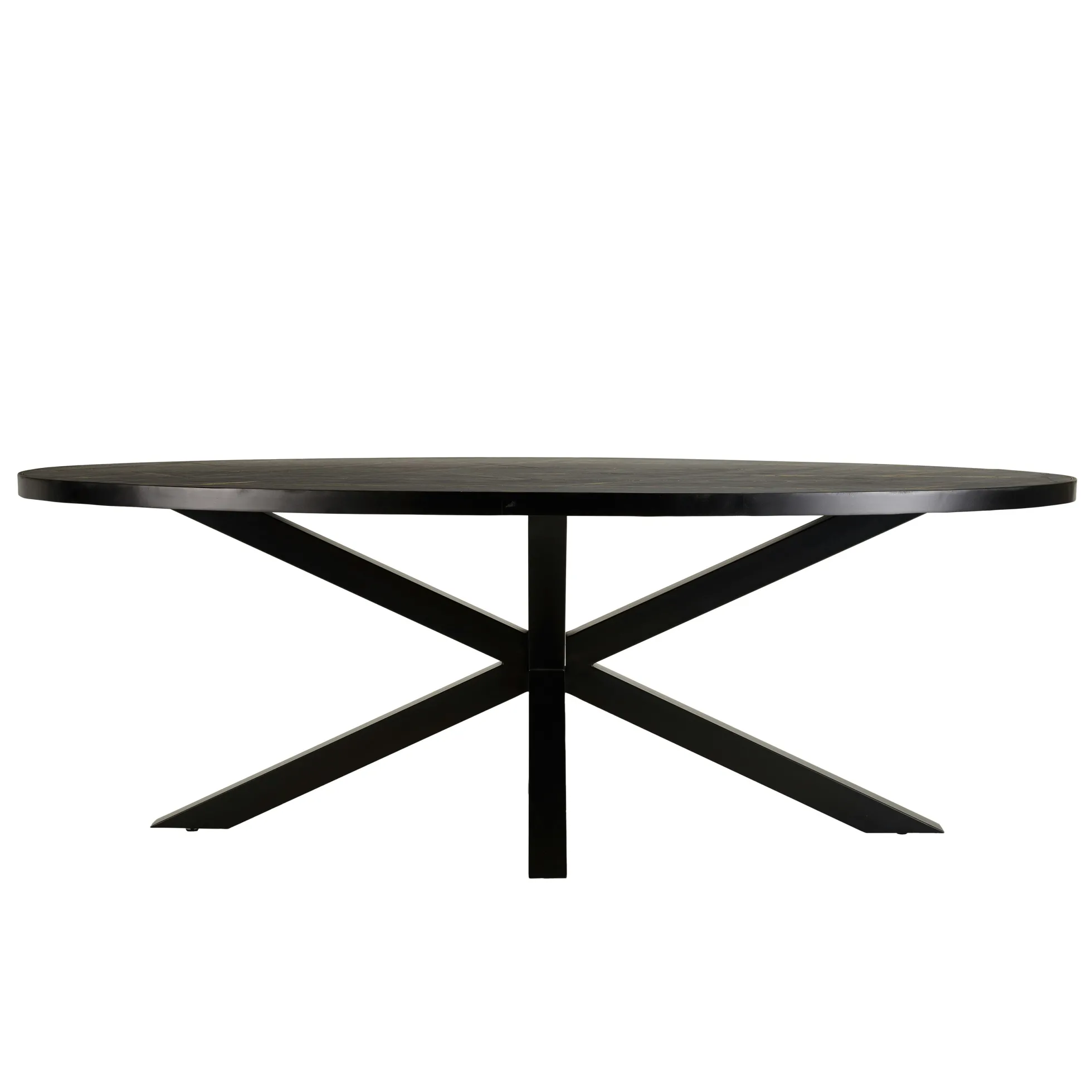 Table de repas ovale bois anthracite lignes dorées 220 cm BIHAR