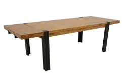 Table de repas rectangle extensible hévéa recyclé naturel et métal noirci 180/260X100X76cm DOCKER