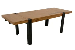 Table de repas rectangle extensible hévéa recyclé naturel et métal noirci 150/230X90X76cm DOCKER