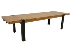 Table de repas rectangle extensible hévéa recyclé naturel et métal noirci 220/300X100X76cm DOCKER