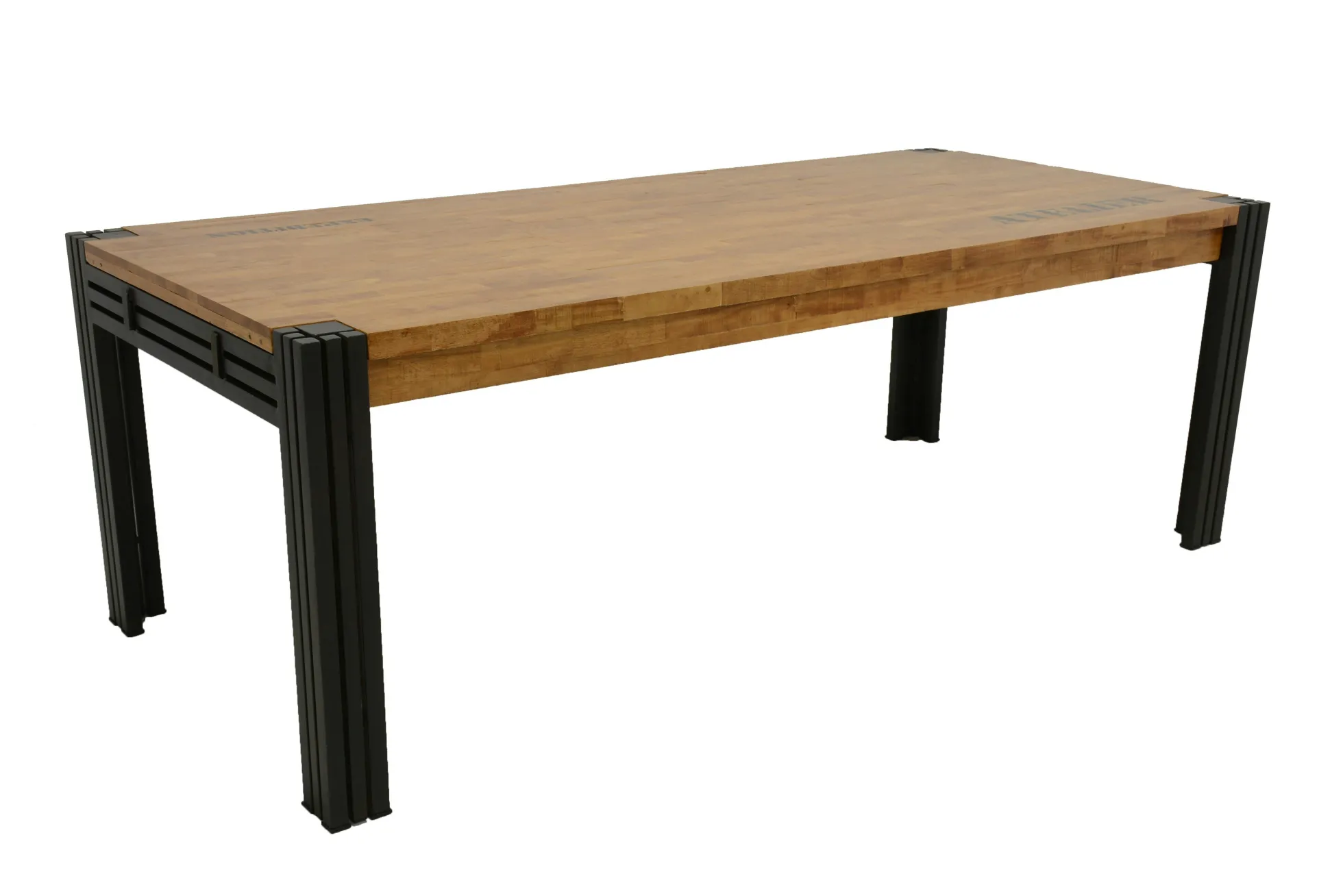 Table de repas rectangle extensible hévéa recyclé naturel et métal noirci 220/300X100X76cm DOCKER
