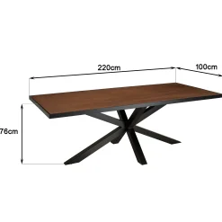 Table de repas rectangulaire bois effet pierre rouille 220 cm BIHAR