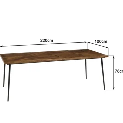 Table de repas rectangulaire bois recyclé marqueterie 220 cm KORKAI