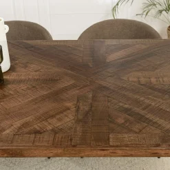 Table de repas rectangulaire bois recyclé marqueterie 220 cm KORKAI