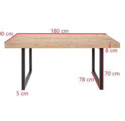 Table de salle à manger en bois recyclé 180 cm AUCKLAND