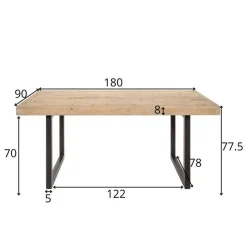 Table de salle à manger en bois recyclé 180 cm AUCKLAND
