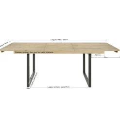 Table de salle à manger extensible en bois recyclé 140-180 cm AUCKLAND