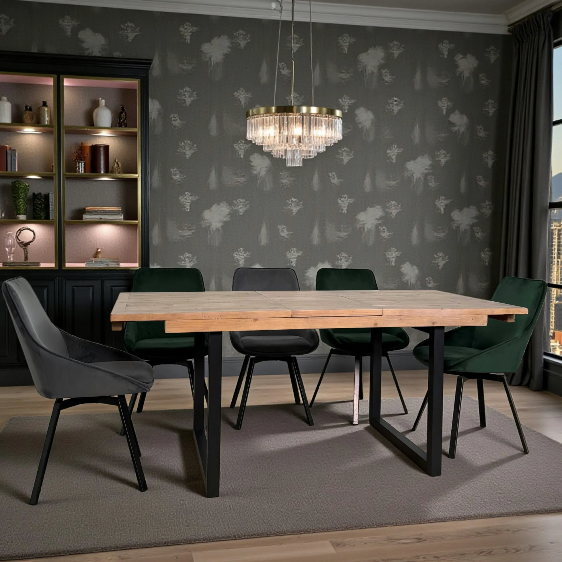 Table de salle à manger extensible en bois recyclé 140-180 cm AUCKLAND