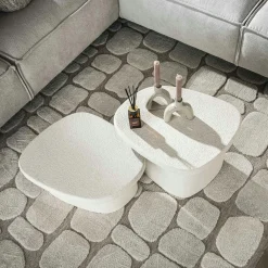 Table de salon blanche en marbre composite (lot de 2) TAJ