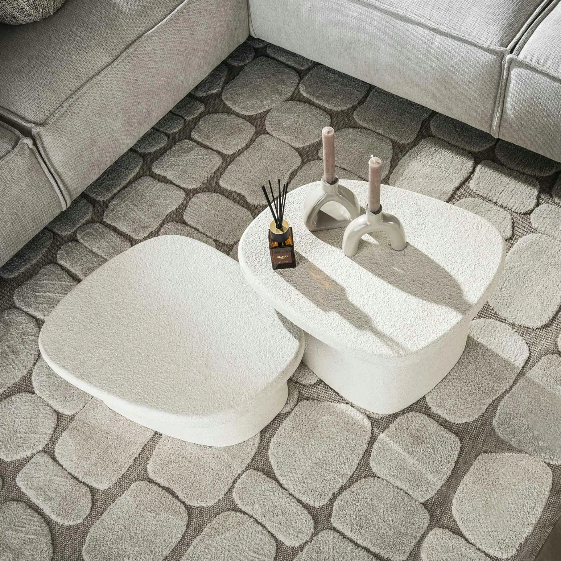 Table de salon blanche en marbre composite (lot de 2) TAJ