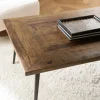 Table de salon bois recyclé motif épis KORKAI