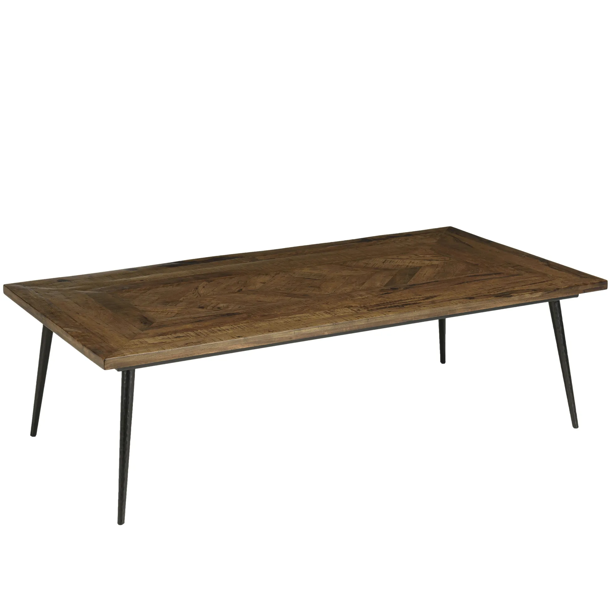 Table de salon bois recyclé motif épis KORKAI
