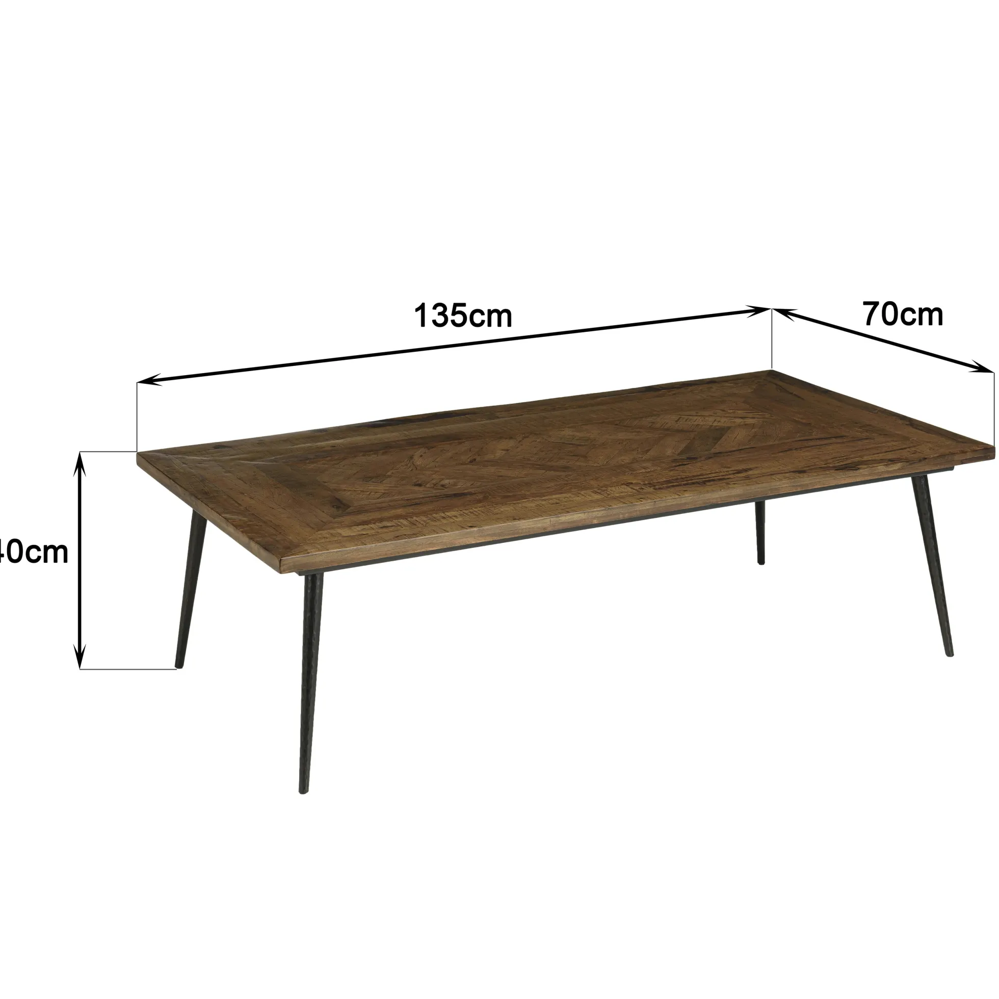 Table de salon bois recyclé motif épis KORKAI