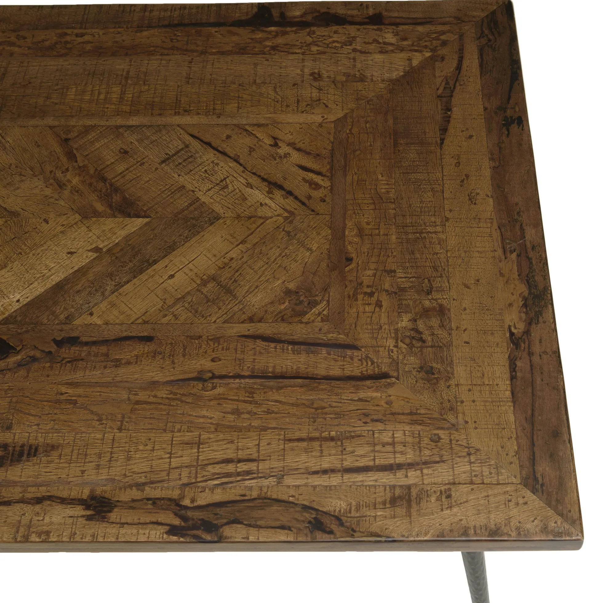 Table de salon bois recyclé motif épis KORKAI