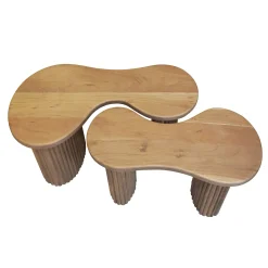 Table de salon en bois d'acacia pieds rainurés (lot de 2) MELBOURNE