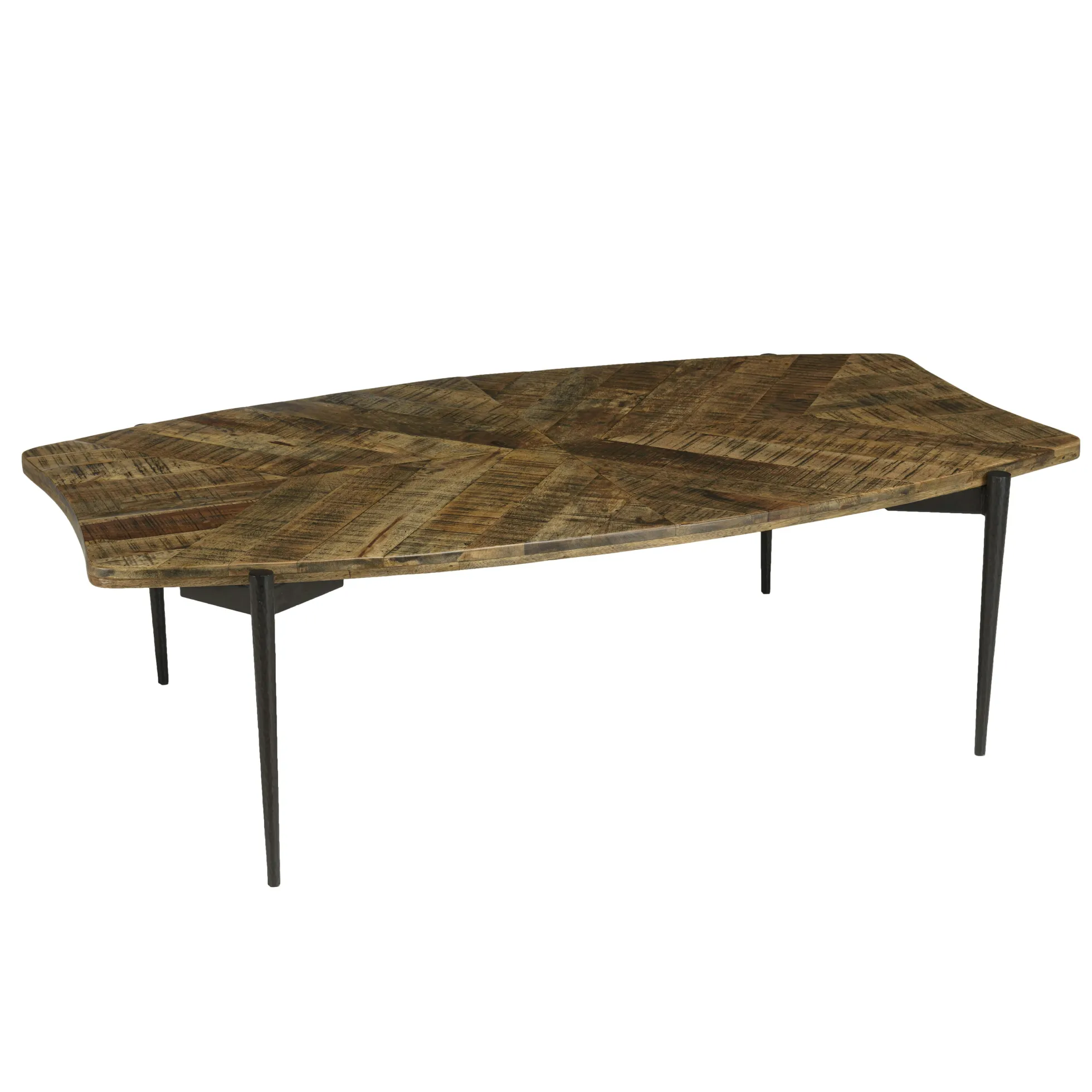 Table de salon forme oblongue bois recyclé chevrons KORKAI