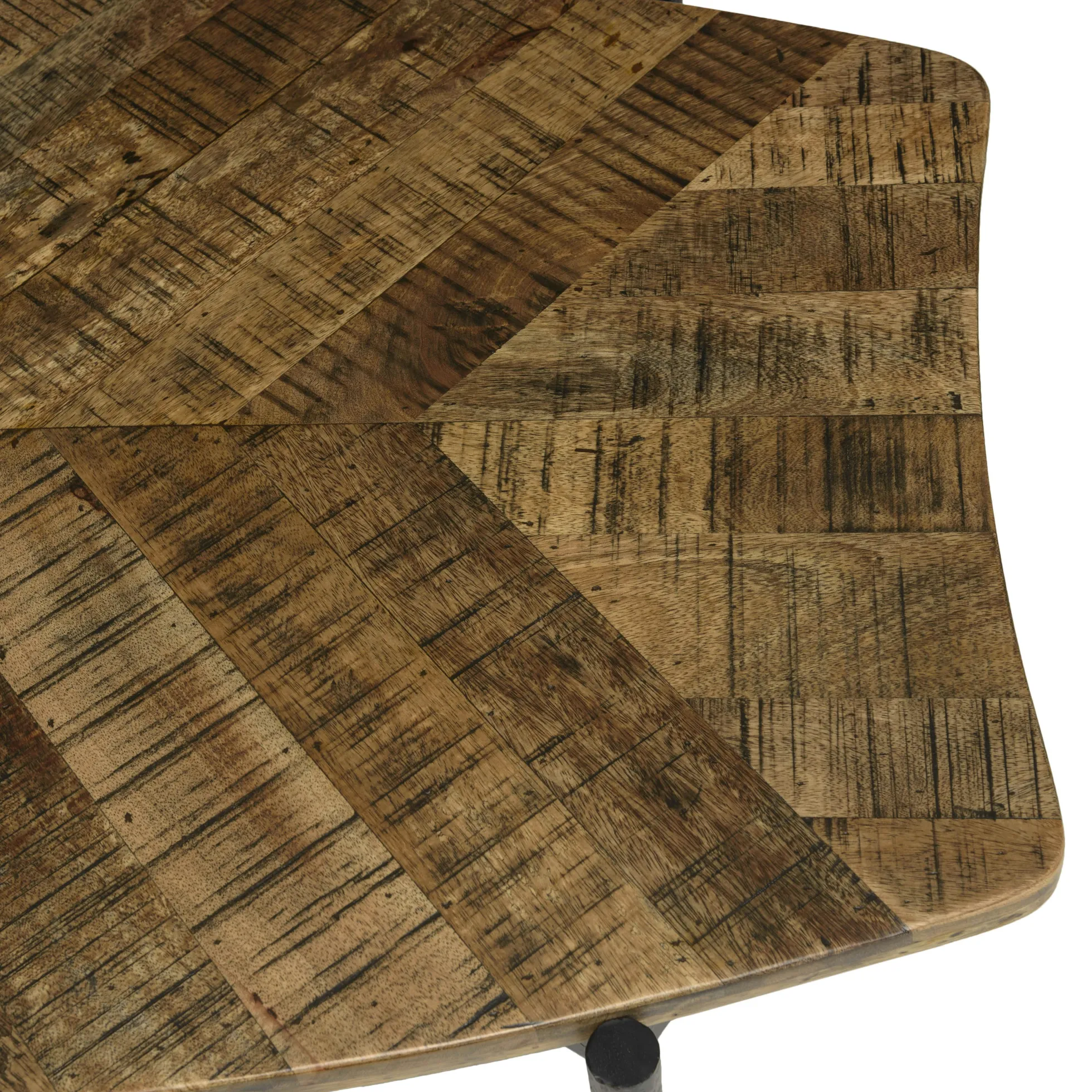 Table de salon forme oblongue bois recyclé chevrons KORKAI