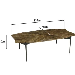 Table de salon forme oblongue bois recyclé chevrons KORKAI