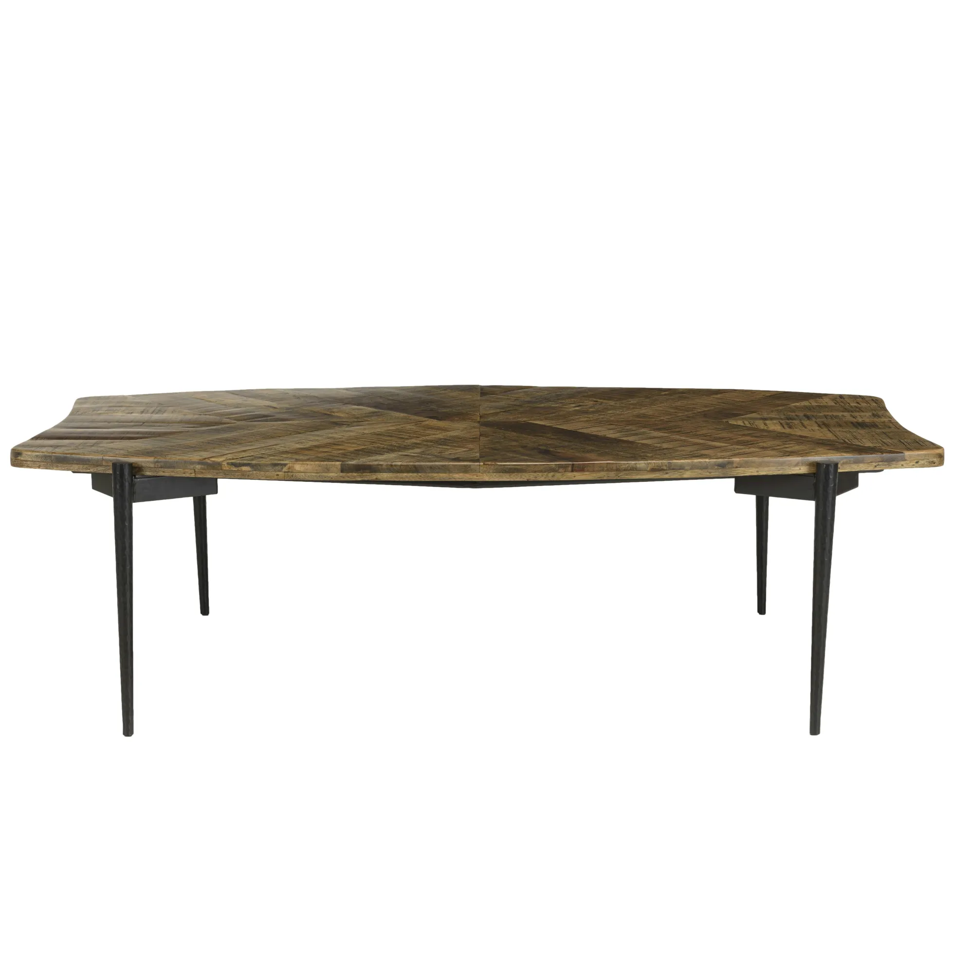 Table de salon forme oblongue bois recyclé chevrons KORKAI