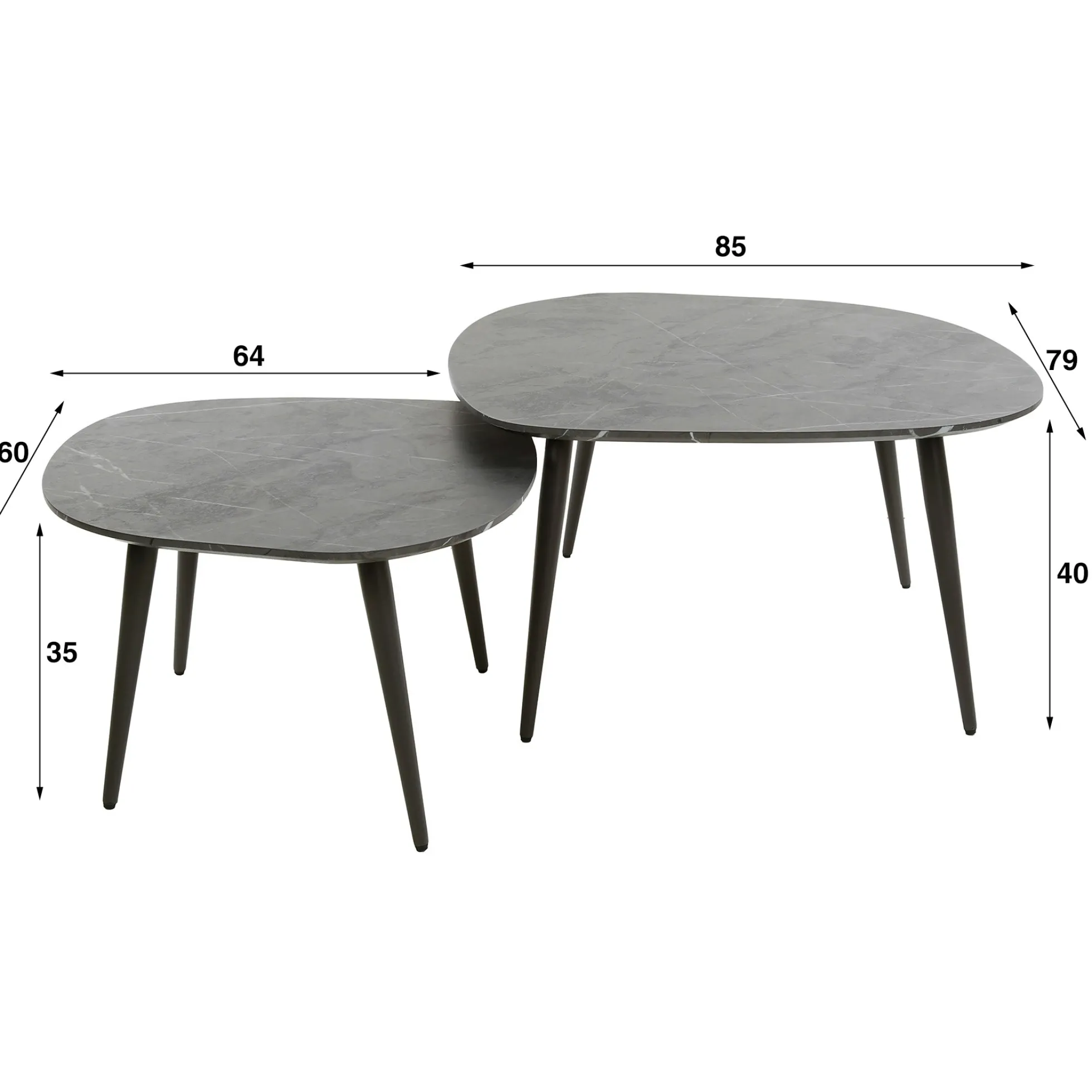 Table de salon organique avec plateau forme carrée (lot de 2) RALF