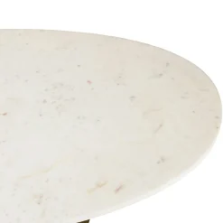 Table de salon ovale marbre blanc et pied doré ZALA