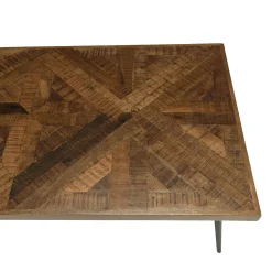 Table de salon rectangulaire bois recyclé marqueterie 135 cm KORKAI