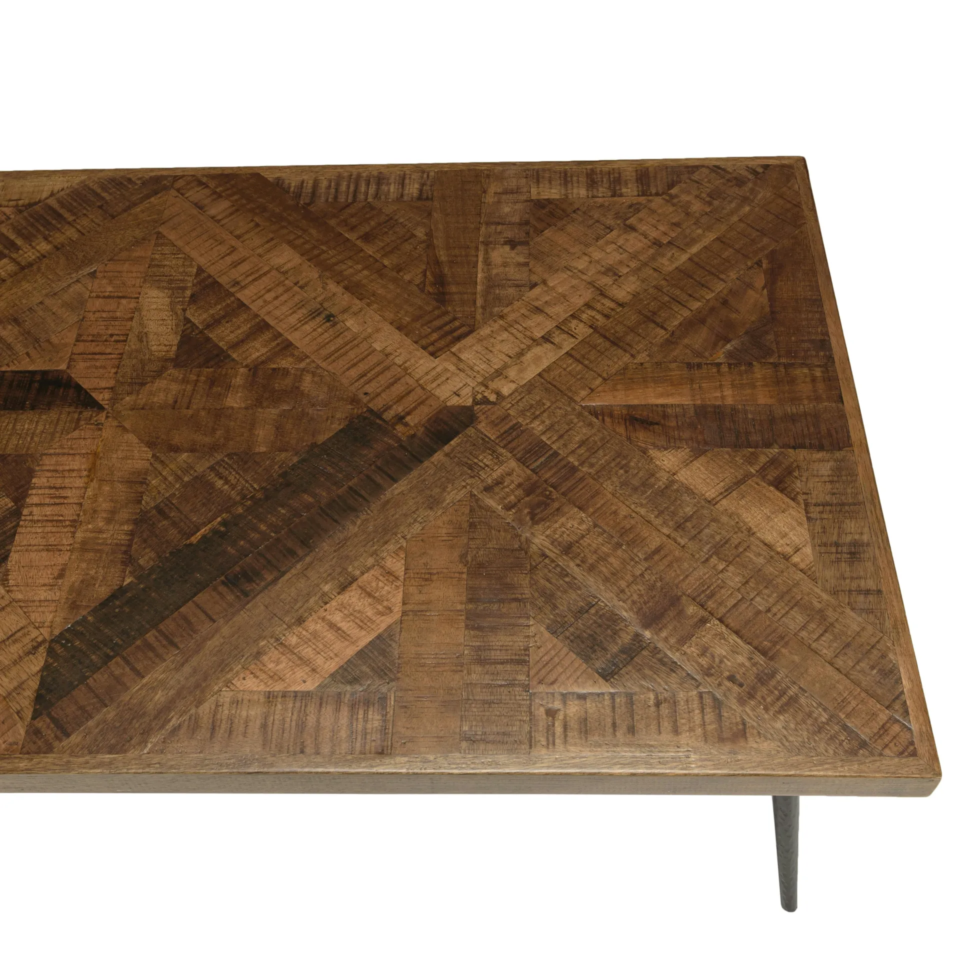 Table de salon rectangulaire bois recyclé marqueterie 135 cm KORKAI