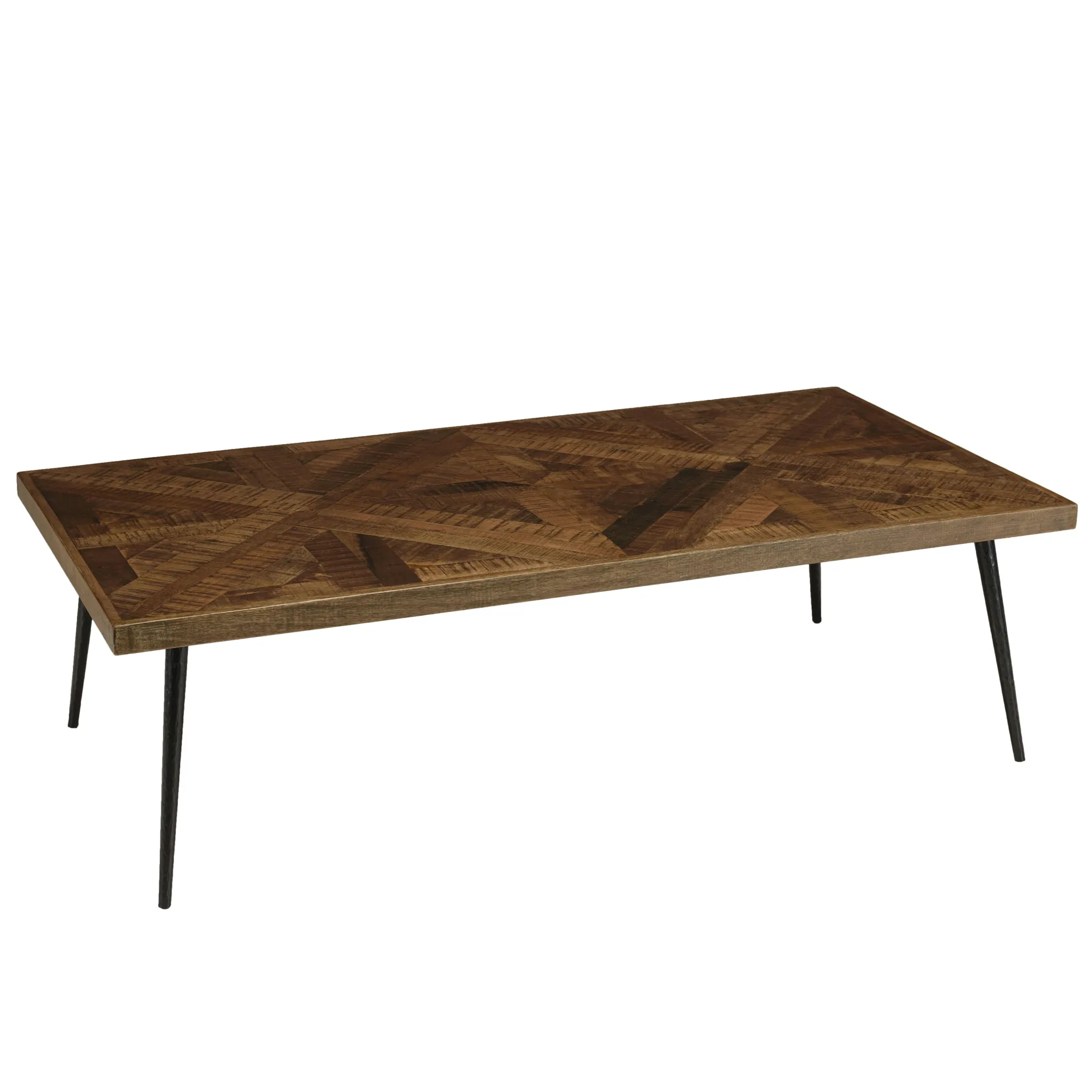 Table de salon rectangulaire bois recyclé marqueterie 135 cm KORKAI