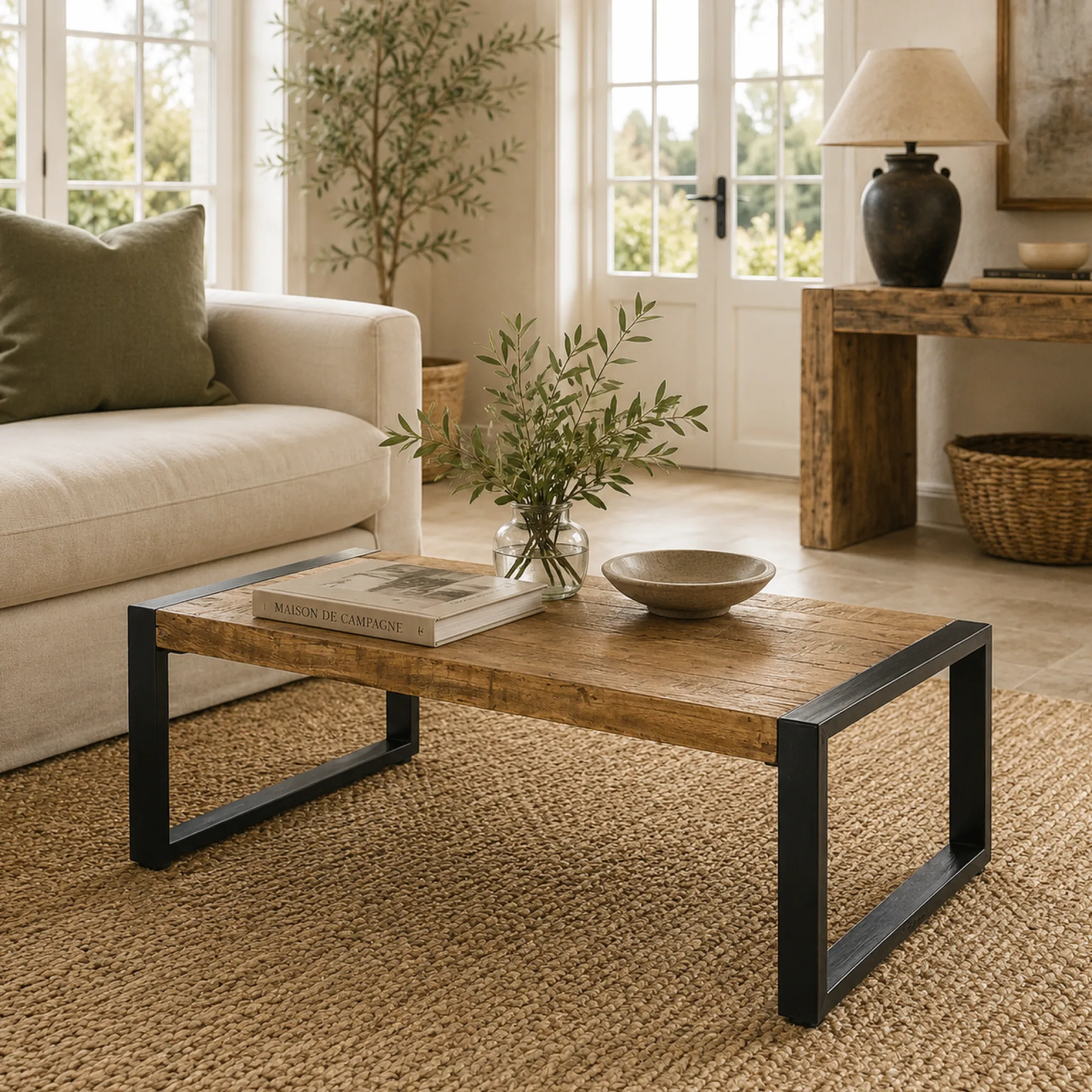 Table de salon rectangulaire bois métal KARGO