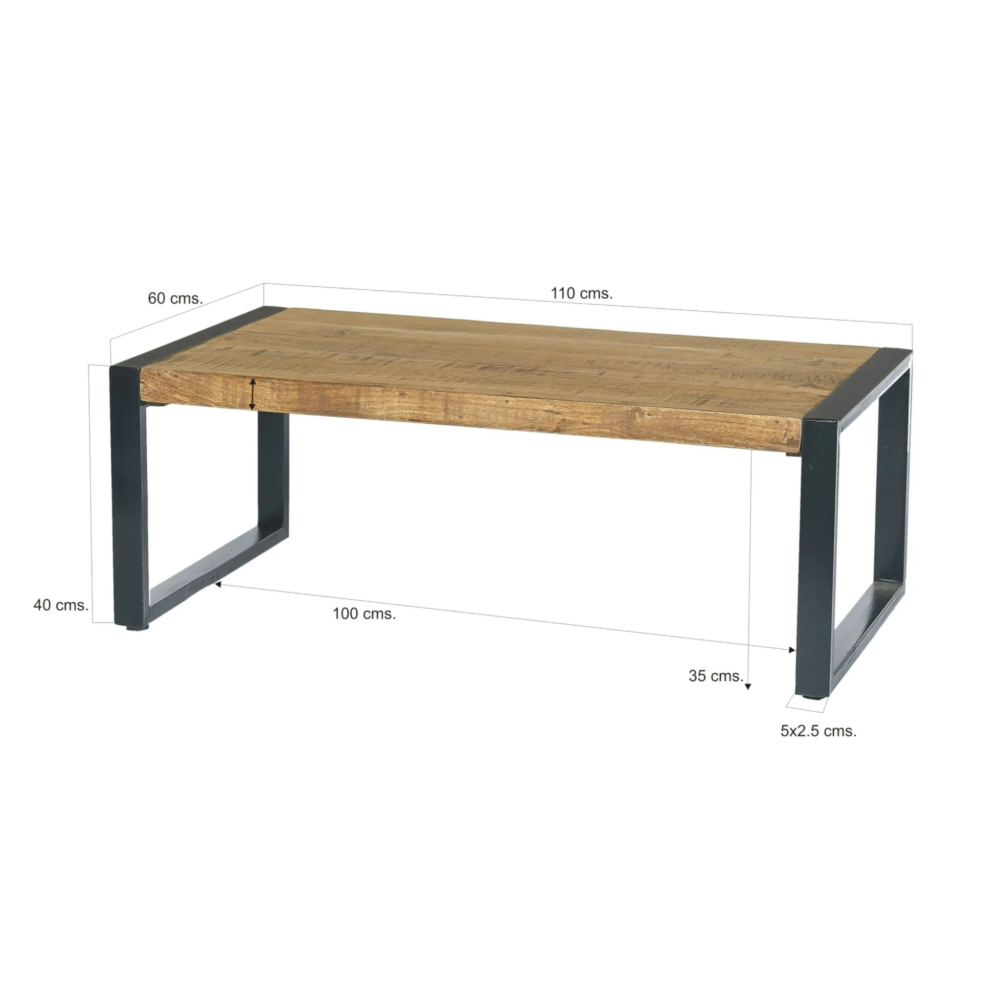Table de salon rectangulaire bois métal KARGO
