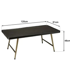 Table de salon rectangulaire métal noir et doré ZALA