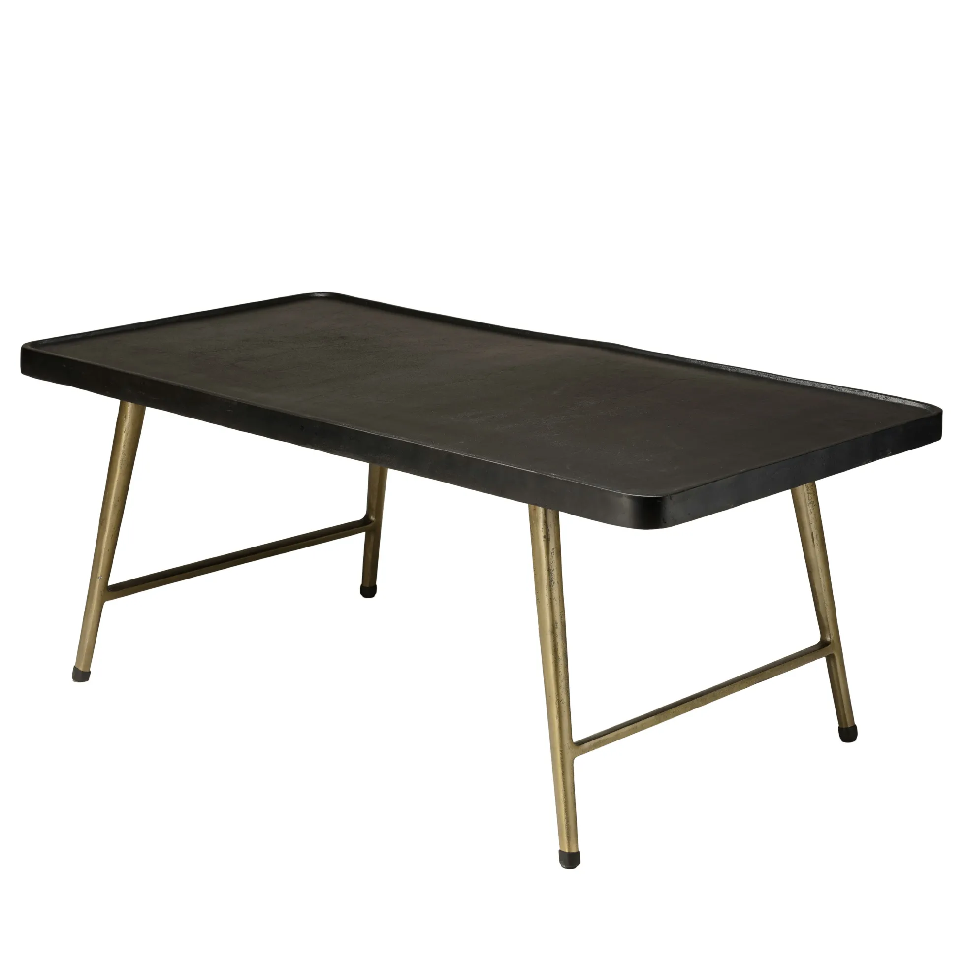 Table de salon rectangulaire métal noir et doré ZALA