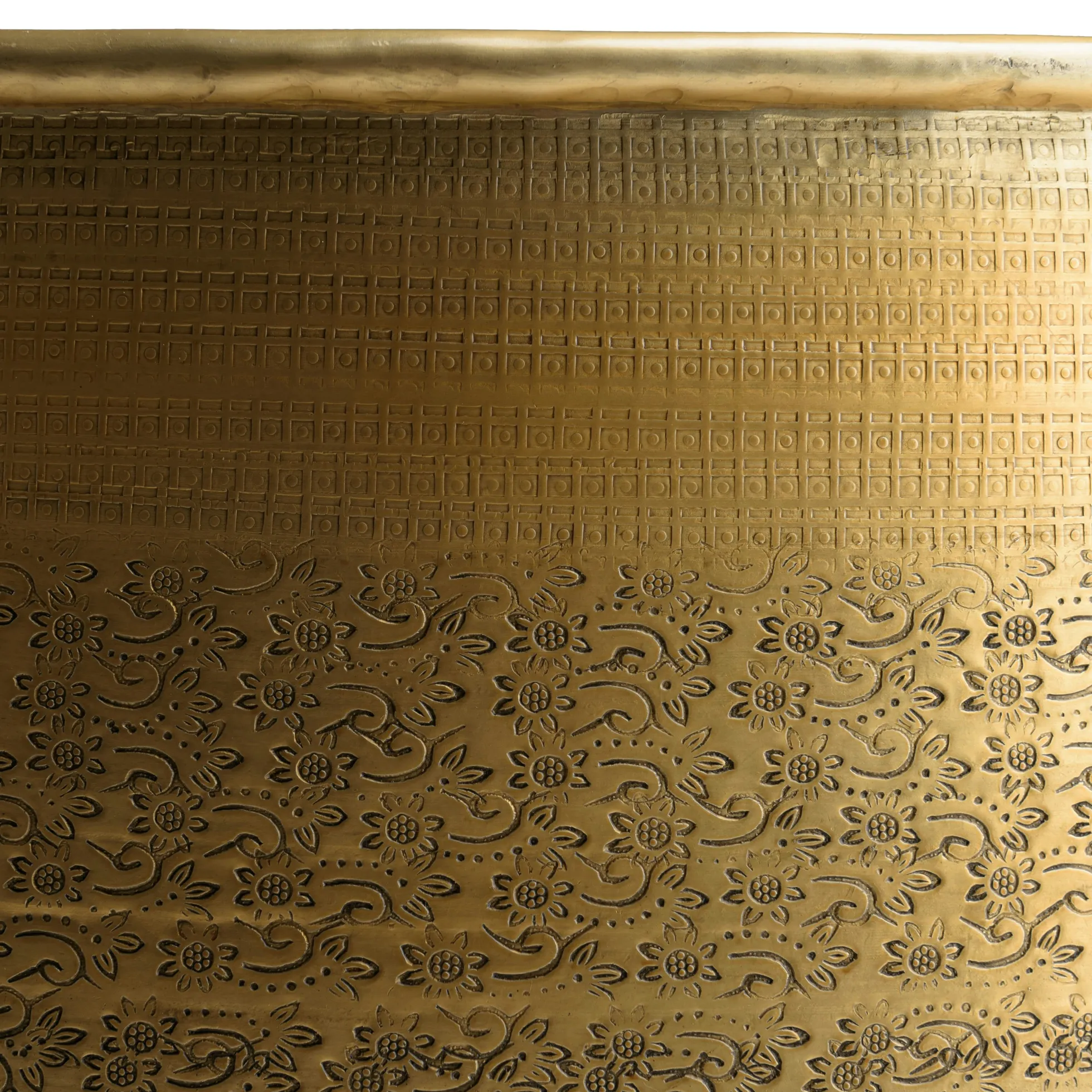 Table de salon ronde alu doré antique motifs orientaux NADOR