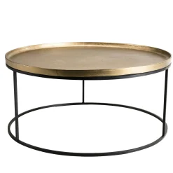 Table de salon ronde dorée ZALA