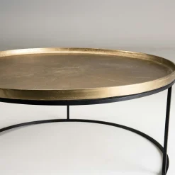 Table de salon ronde dorée ZALA