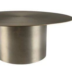 Table de salon ronde métal argenté bord doré D80 cm ZALA