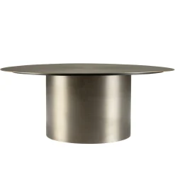 Table de salon ronde métal argenté bord doré D80 cm ZALA