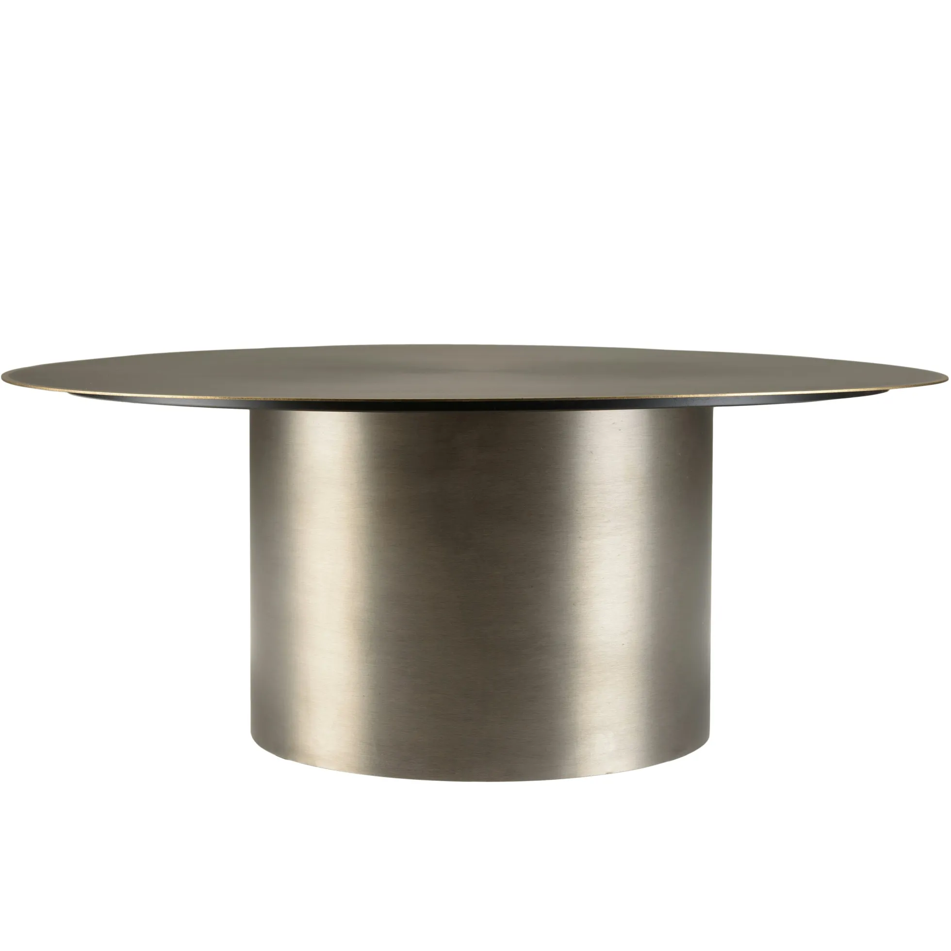 Table de salon ronde métal argenté bord doré D80 cm ZALA