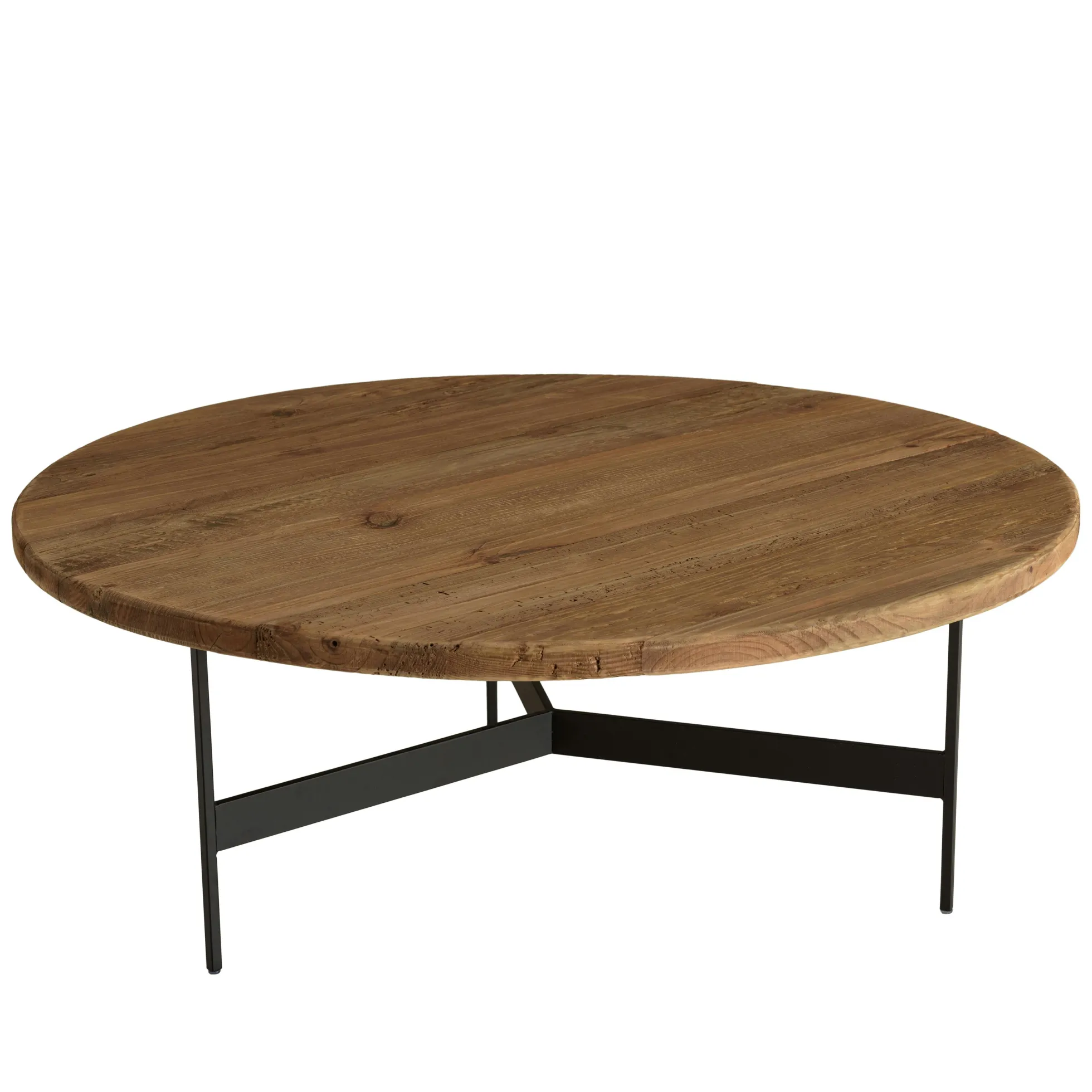 Table de salon ronde pin recyclé et métal 90 cm CRACOVIE